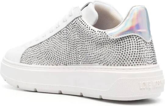 Love Moschino Sneakers verfraaid met kristallen Wit
