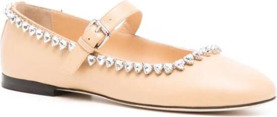 MACH & MACH Audrey leather ballerina shoes Beige