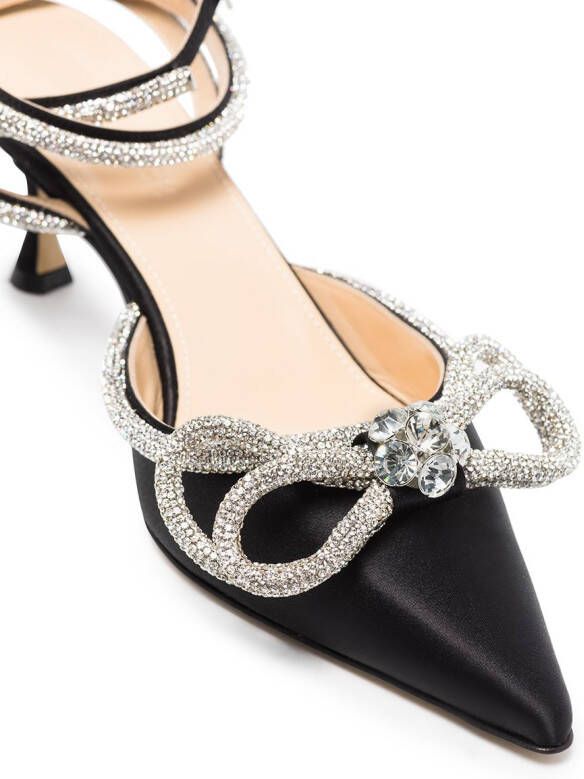 MACH & MACH Double Bow pumps verfraaid met kristallen Zwart