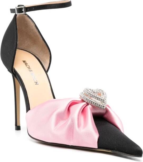 MACH & MACH Double Heart satijnen pumps Roze