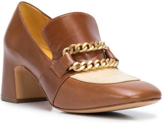 Madison.Maison Perla loafers met blokhak Bruin