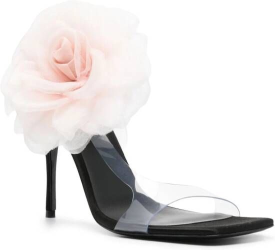 Magda Butrym 105 mm sandalen met bloemenpatch Zwart