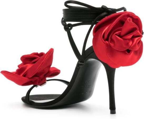 Magda Butrym 105mm satijnen sandalen met bloemapplicatie Zwart