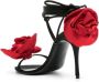 Magda Butrym 105mm satijnen sandalen met bloemapplicatie Zwart - Thumbnail 3