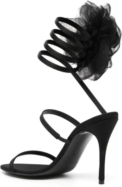Magda Butrym Sandalen met organza bloemen Zwart