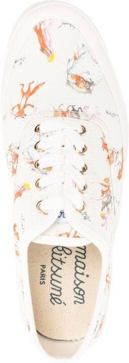 Maison Kitsuné Sneakers met print Wit