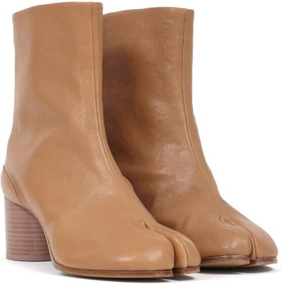 Maison Margiela Tabi leren enkellaarzen Beige