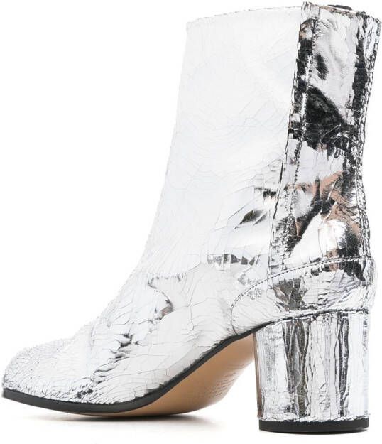 Maison Margiela Tabi 60mm enkellaarzen met spiegeleffect Zilver