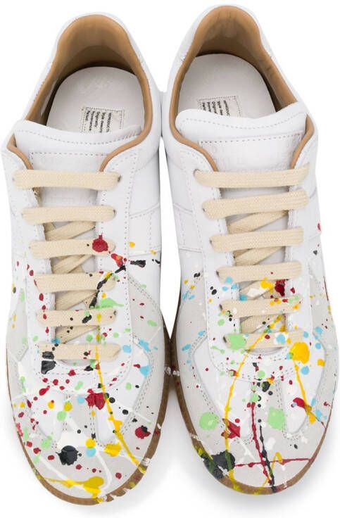 Maison Margiela Tabi sneakers met verfspatten Wit