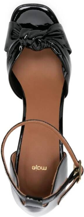 Maje 115 mm leren sandalen met plateauzool Zwart
