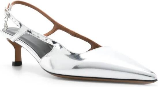 Maje 55mm metallic slingback pumps Zilver