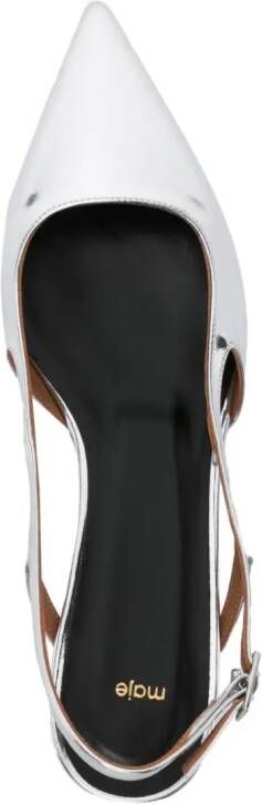 Maje 55mm metallic slingback pumps Zilver