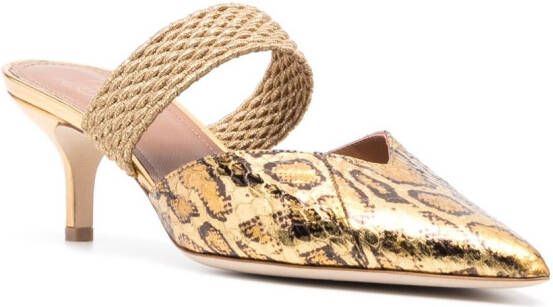 Malone Souliers Muiltjes met luipaardprint Goud