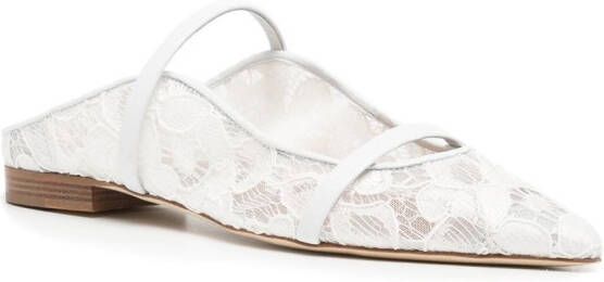 Malone Souliers Maureen mesh muiltjes met bloemenprint Wit