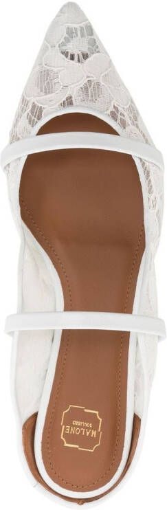 Malone Souliers Maureen mesh muiltjes met bloemenprint Wit