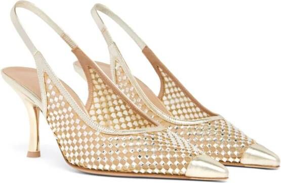 Malone Souliers Vesper 70mm slingback pumps met kristallen Goud