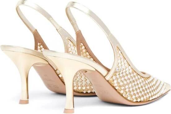 Malone Souliers Vesper 70mm slingback pumps met kristallen Goud