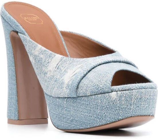 Malone Souliers Yasmin muiltjes met plateauzool Blauw