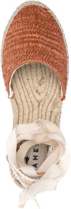 Manebi 10 mm raffia espadrilles met sleehak Oranje