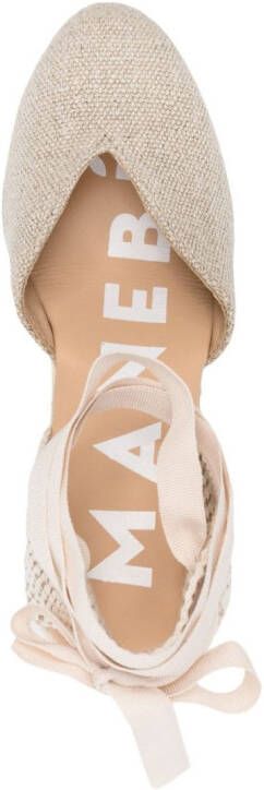 Manebi Espadrilles met sleehak Beige