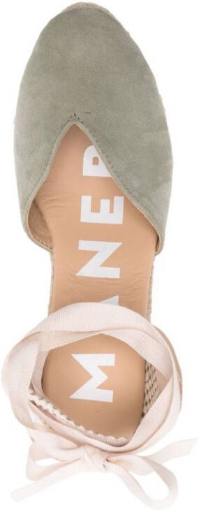 Manebi Espadrilles met sleehak Groen