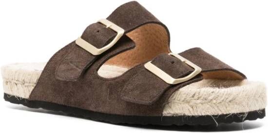 Manebi Espadrilles met dubbele gesp Bruin