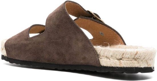 Manebi Espadrilles met dubbele gesp Bruin