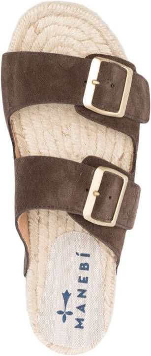 Manebi Espadrilles met dubbele gesp Bruin