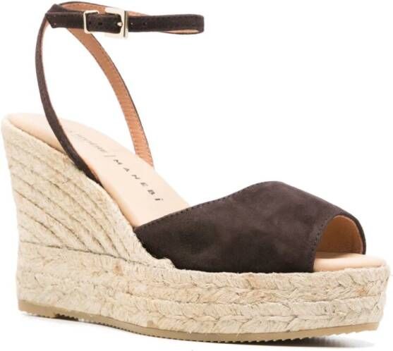 Manebi Espadrilles met sleehak Bruin