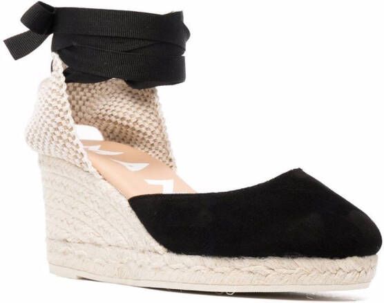 Manebi Espadrilles met sleehak Zwart