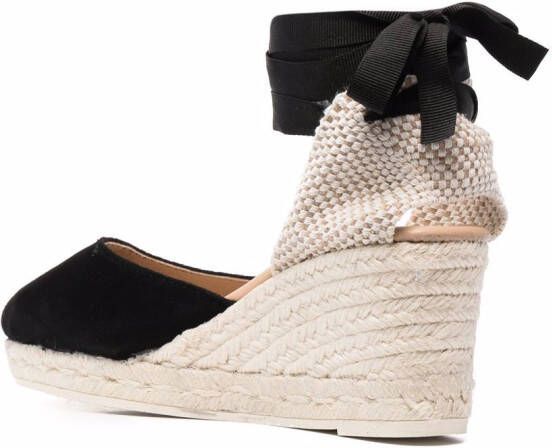 Manebi Espadrilles met sleehak Zwart