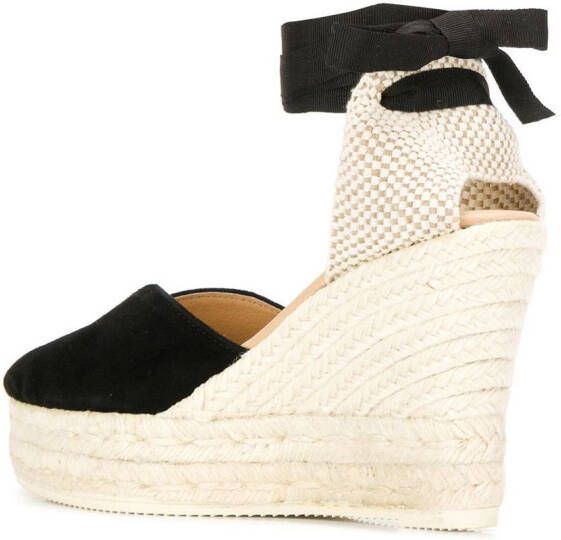 Manebi Espadrilles met sleehak Zwart