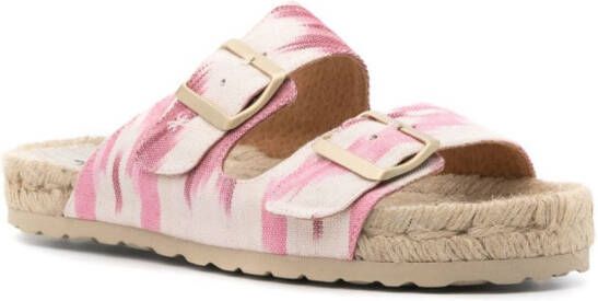 Manebi Katoenen slippers met geometrisch design Roze