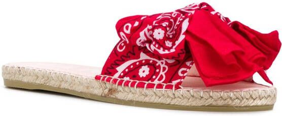 Manebi Gestrikte slippers Rood