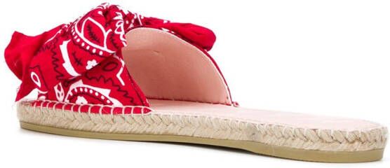 Manebi Gestrikte slippers Rood