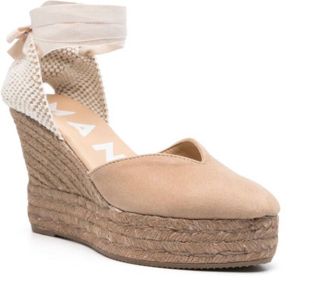 Manebi Hamptons 110 mm espadrilles met sleehak Beige