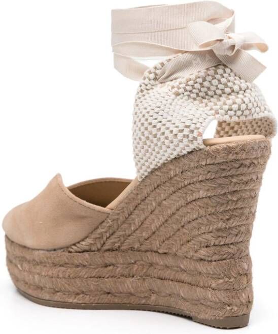 Manebi Hamptons 110 mm espadrilles met sleehak Beige