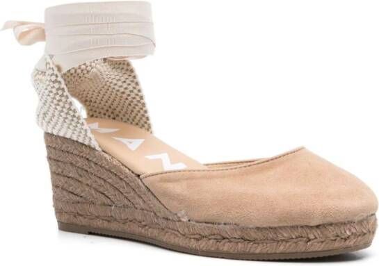 Manebi Hamptons 75 mm espadrilles met sleehak Beige