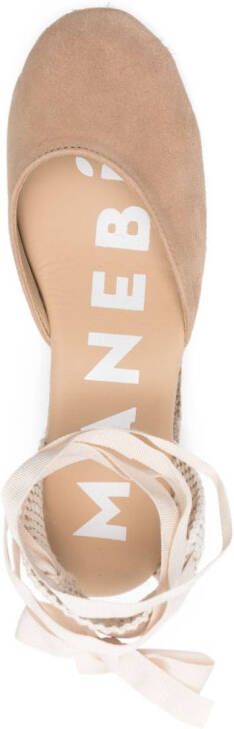 Manebi Hamptons 75 mm espadrilles met sleehak Beige