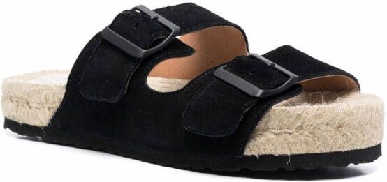 Manebi Hamptons suède slippers Zwart