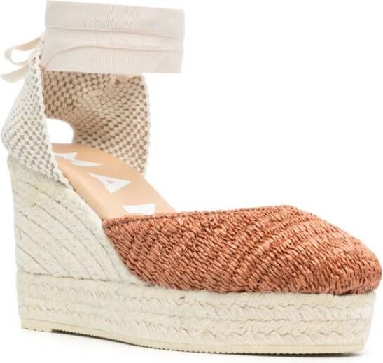 Manebi Yucatán 100 mm espadrilles met sleehak Beige