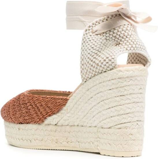 Manebi Yucatán 100 mm espadrilles met sleehak Beige