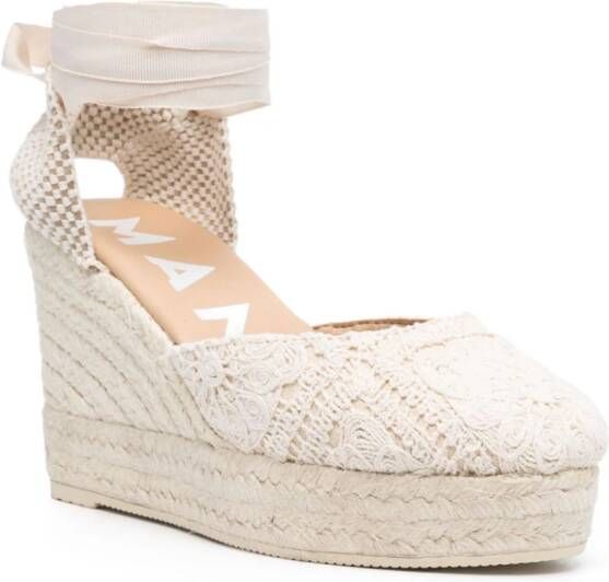 Manebi Yucatán 100 mm espadrilles met sleehak Beige