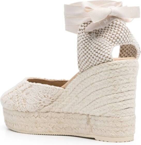 Manebi Yucatán 100 mm espadrilles met sleehak Beige