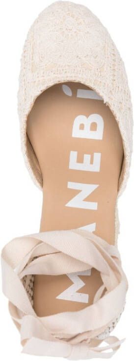 Manebi Yucatán 100 mm espadrilles met sleehak Beige