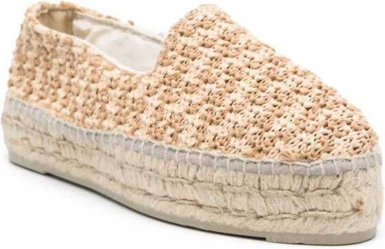 Manebi Raffia espadrilles met zigzag patroon Beige