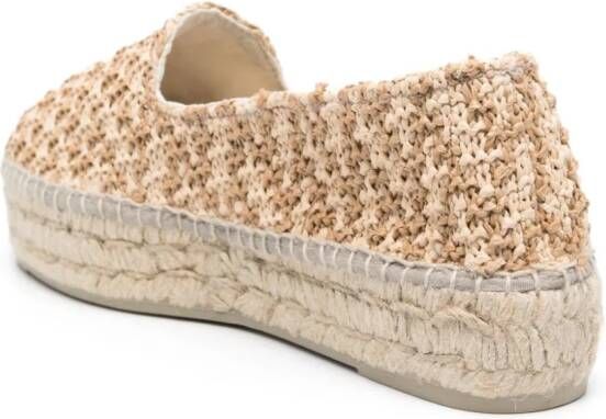 Manebi Raffia espadrilles met zigzag patroon Beige