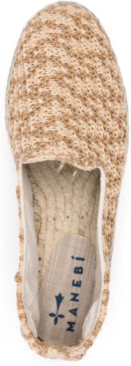 Manebi Raffia espadrilles met zigzag patroon Beige