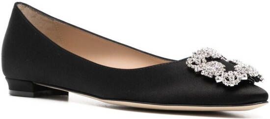 Manolo Blahnik Ballerina's met gesp Zwart