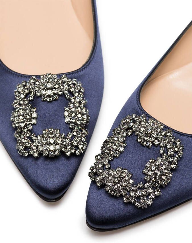 Manolo Blahnik Ballerina's met verfraaide gesp Blauw